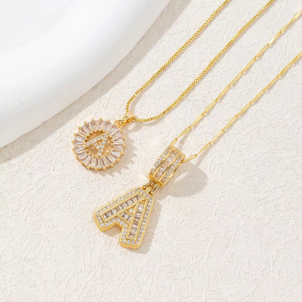 Initial Statement Pendant Necklace Set