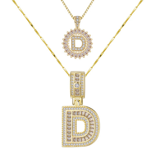 Initial Statement Pendant Necklace Set