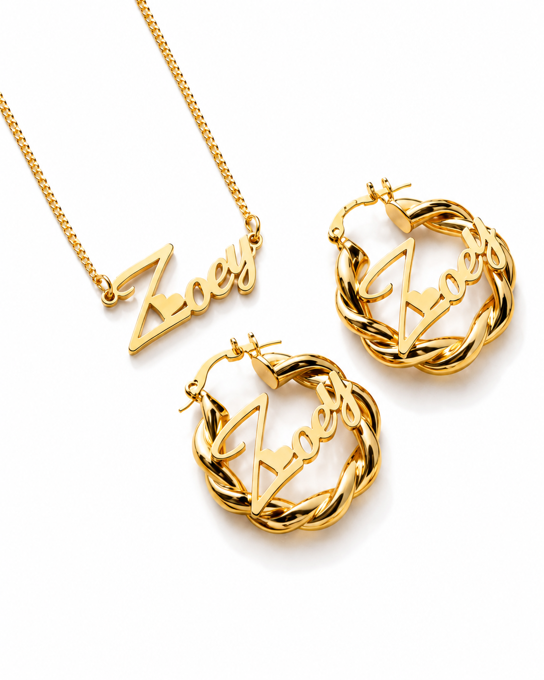 The Mini Twisted Staple Necklace and Earring Set