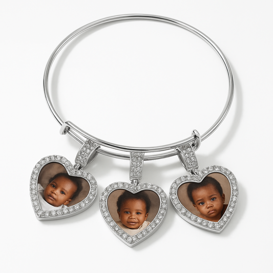 The Triple Heart Pendant Statement Charm Bracelet