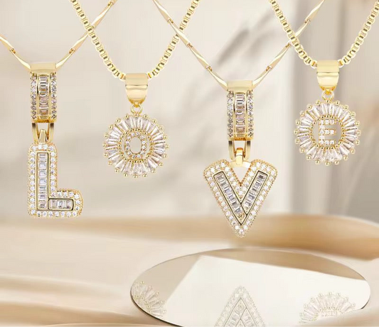 Initial Statement Pendant Necklace Set