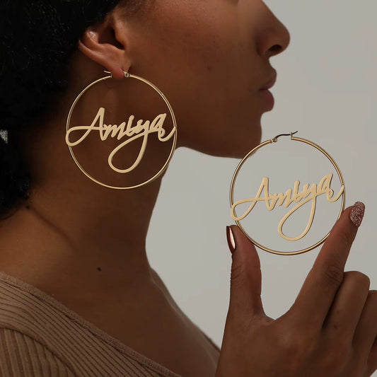 The Classic Script Statement Hoop Earrings
