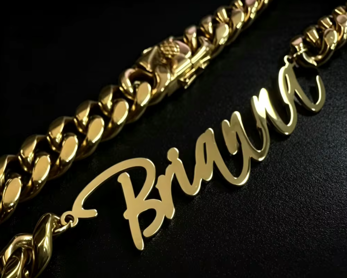 Custom Thick Cuban Link Name Necklace