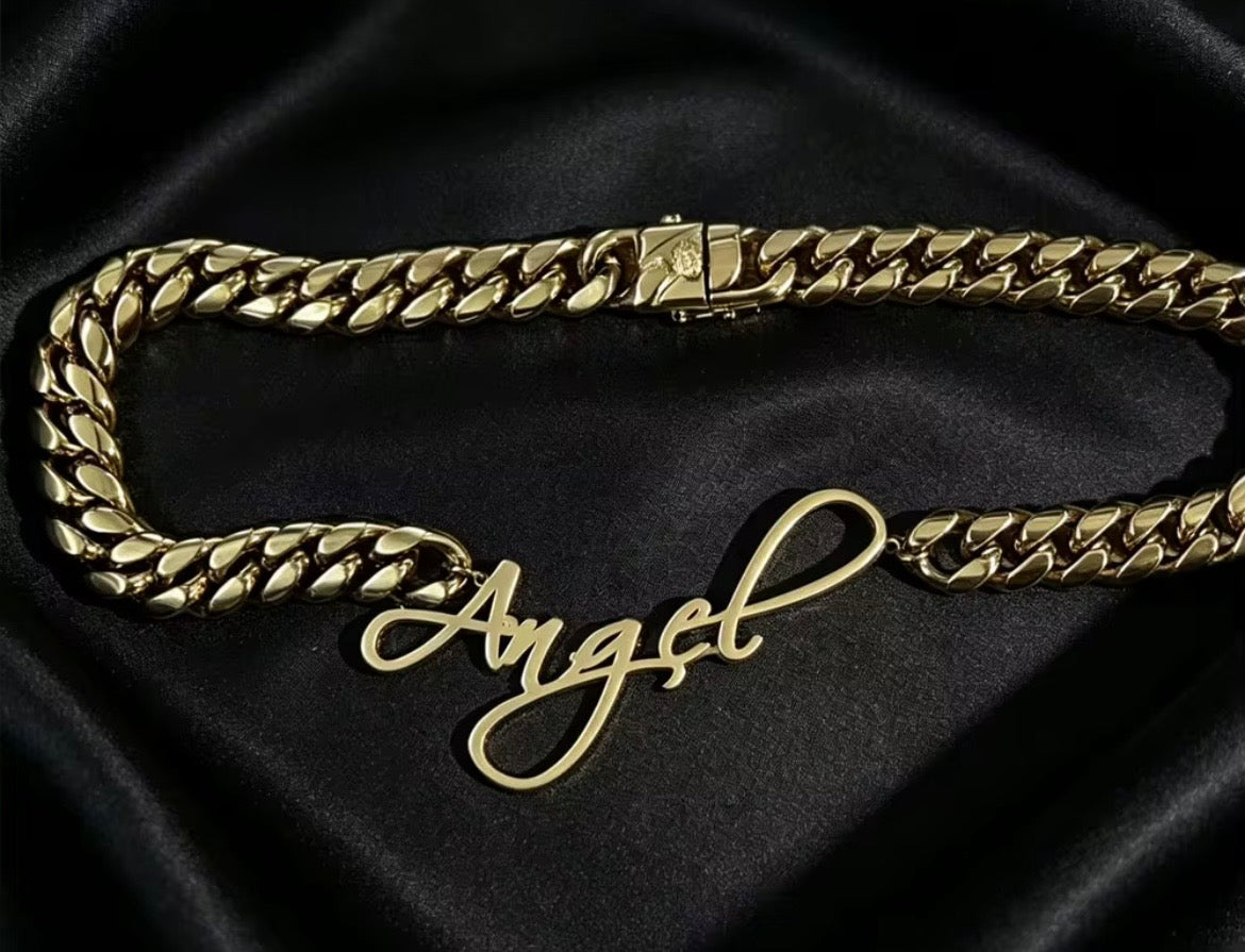 Custom Thick Cuban Link Name Necklace