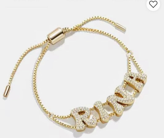 The Bubble Letter Toggle Statement Bracelet — “Diamond”
