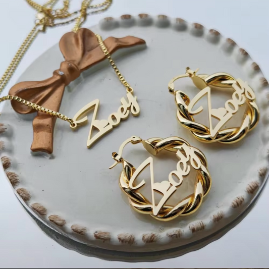 The Mini Twisted Staple Necklace and Earring Set