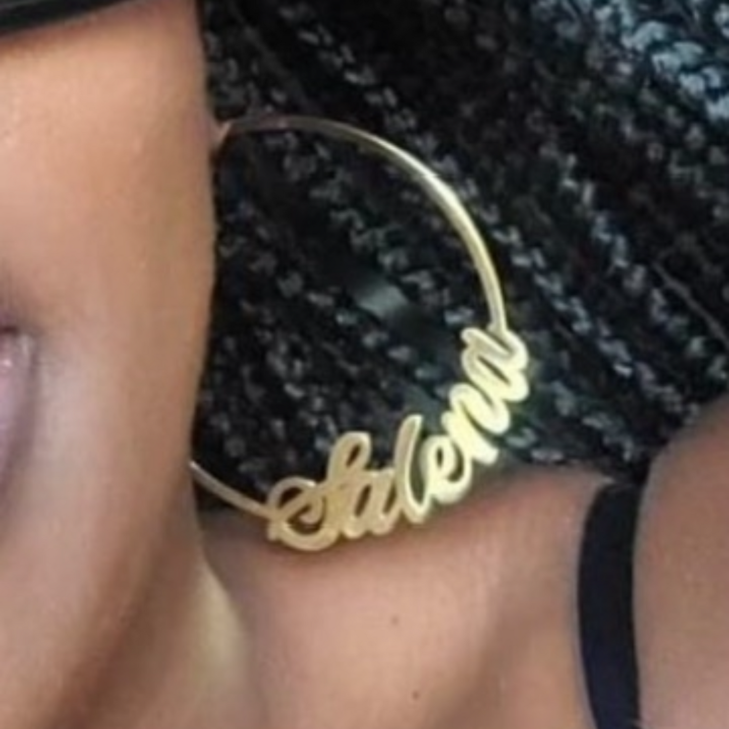 The Bottom Script Flat Statement Hoop Earrings