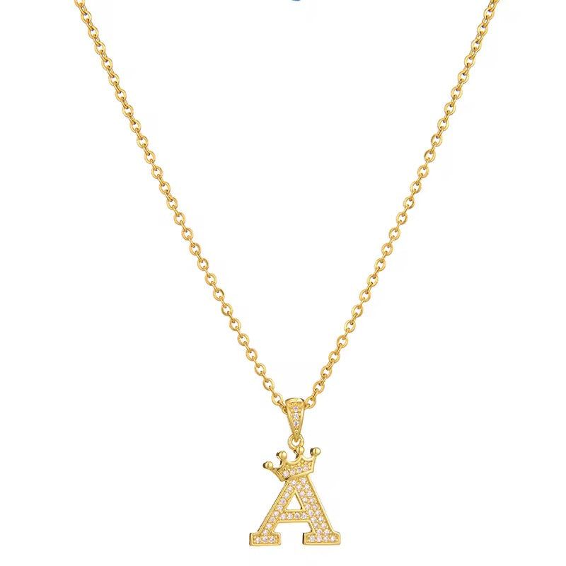 The Crown Initial Pendant Necklace