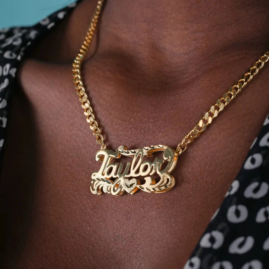 Double Plated Name Statement Necklace